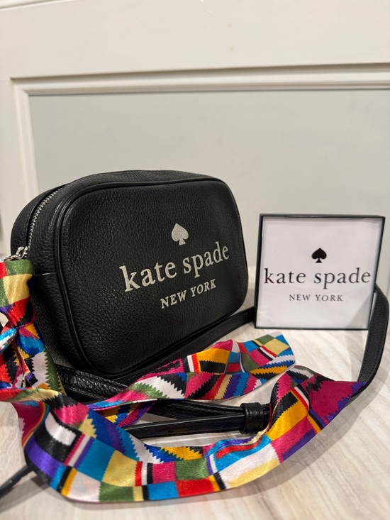 kate spade Handbags - Kate Spade Bag Glitter On Mini Camera Black Pebbled Leather Crossbody